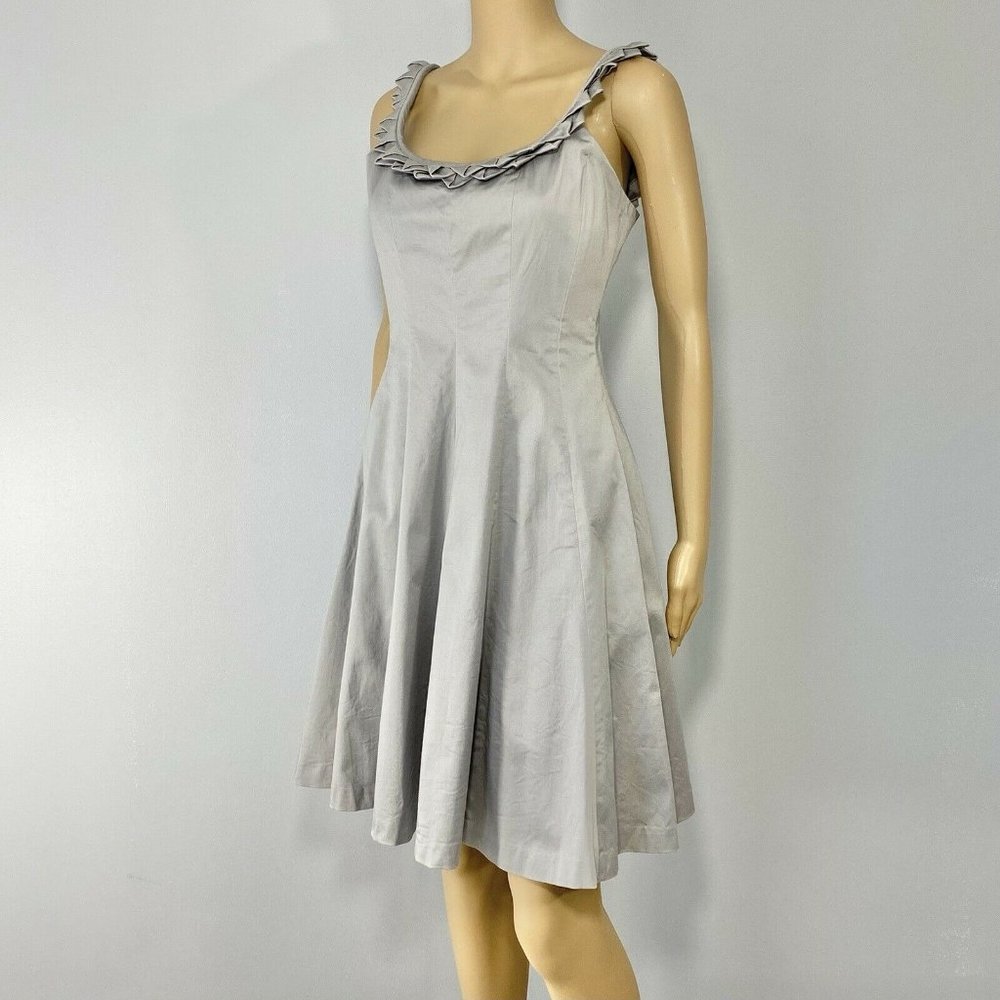 Nine West A-Line Dew Drops Dress Womens Size 6 Gray Pleated Triangle Straps